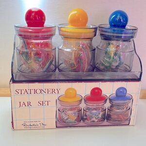 Vintage Hong Kong Desk Accessories Jar Set  1980s Stationery Storage